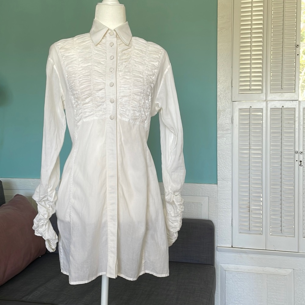Vintage Richard Tyler Cotton Late 90’s Long Sleeve Button Down Blouse Sh…